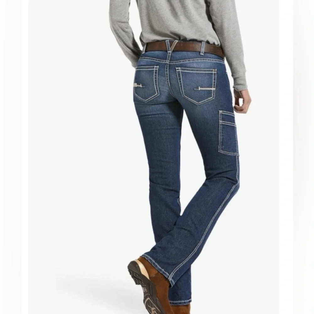 Ariat Rebar Mid Rise Durastretch Nightride Riveter Straight Jean L (fit like R) - Picture 2 of 14